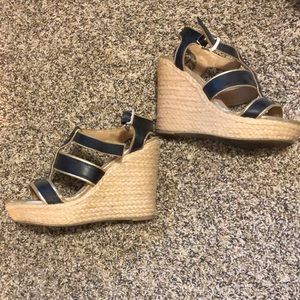 Black strappy Wedge heels